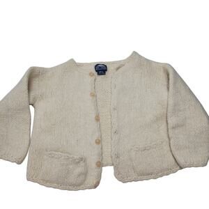 Vintage Rey Wear Wool hand knit Bolivia chunky heavy cream cardigan sweater